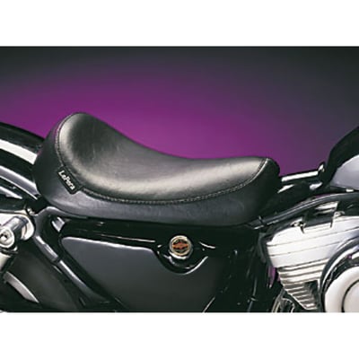 8.75" wide. Foam. Designed for a custom low look. All seams and edges have been smoothed and the shape is more rounded, compared to the Bare Bones, for a fluid appearance and a smooth visual connection between tank and fender. Comes with LePera 'Marathon' high density foam. 
Note: A passenger seat is optionally available.