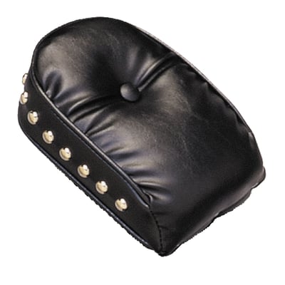 Black vinyl Regal Plush style upholstery. No studs. Incl. universal mounting hardware. Approx. dimensions: 10" (25.4cm) high x 6-1/4" (15.9cm) wide.