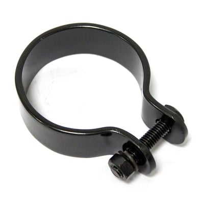 Black universal middle clamp, made from steel, with an 1-3/4" (4.4cm) inside diameter and without mount strip.
