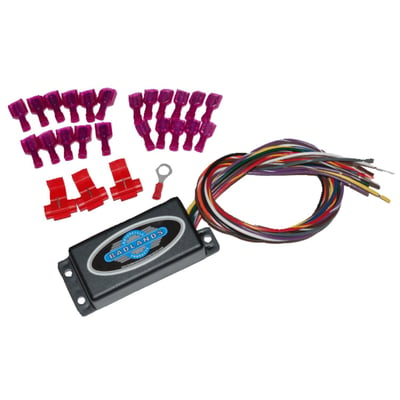 - Running and brakelight function to turn signals
- Emergency flasher function, without heating up 
- Built-in turn signal canceller 
- Load equalizer for LED, Halogen or incandescent bulbs up to 70 Watt per turn signal 
- Turn signal can be cancelled any time for a quick lane change 
- Hard-Wired.
