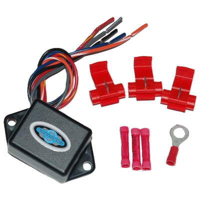 '- Used to convert single function LED, halogen or incandescent bulb to dual function 
- Comes with a single power wire to operate a single light, giving it dual function 
- Run & stop, run & turn or high & low. 
- Works for taillights, signals, markers, fender tip lights, LED accent lighting or 2 x 25 Watt driving lights 
- No heat build-up issues 
- Hard wired for universal use