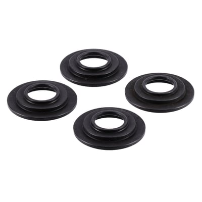 Low profile for +.050" spring travel. Chromoly, black oxided. Precision re-engineered to offer installation advantages and manufactured of special heat treated chromoly material that has been black oxided. Will fit OEM, Manley and many aftermarket manufacturers valve springs.