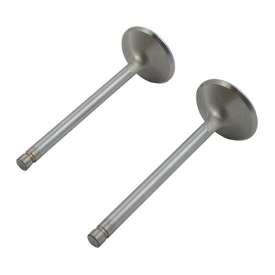 Standard size replacement with oversized head. Dimensions: 1.625" head dia. x .2755" stem dia. x 4.520" overall length. Race Master valves are manufactured of stainless XH-426 for exhaust and stainless NK-842 for intake and offer great ultimate tensile strength, combining superior quality at a competative price. Okay for stock or racing upto 8000 RPM.