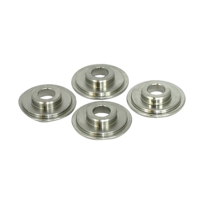OEM style replacement precision machined titanium valve spring top collars. Manley suggests the use of titanium top collars on high lift applications to provide increased strength and reduced inertia mass which allows running higher R.P.M.'s without valve float.