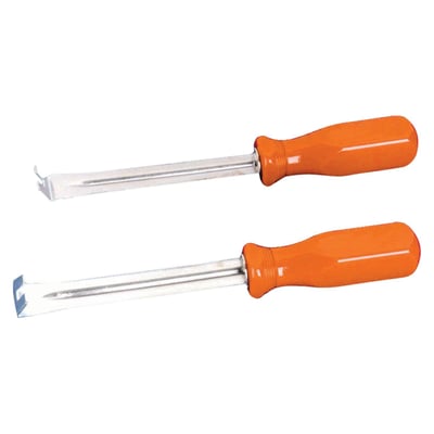 Used to remove electrical connectors. One tool is used to pull connectors off, the other to push connectors off. Heat treated blades with EZ-Grip handles.