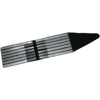 Incl. 14 feeler blades of 4" (10.2cm) long x 1/4" (6.4mm) wide. Thickness .002" (0.05mm) to .015" (0.38mm). These straight blades can be bend for custom applications. Stored in bi-fold pocketed pouch with velcro closure.