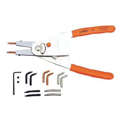 Converts between an internal and external plier with the flip of a switch. The tip kit contains 5 pairs of durable, color coded, interchangeable tips. Internal 46mm to 102mm. External 32mm to 102mm. Incl. 0.9 / 1.2 / 1.8mm straight tips. Incl. 0.9 / 1.2mm 90° angle tips.