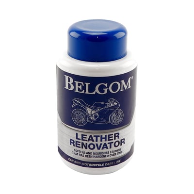 250cc bottle. Restores and softens dried out leather products. Used for renovating leather. With a very light consistency, Belgom Leather Renovator nourishes and restores the suppleness of aged, cracked and dried out leathers. Belgom Leather Renovator is used in particular to treat leather that has dried out over a longer period of time. It will give it a true makeover. 
Note: Before applying the treatment, it is advised to clean the leathers to help prevent discoloring.