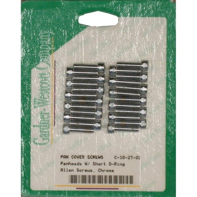 Chrome plated. Custom allenhead (socket head) bolt set. Used to mount rocker covers to the cylinder heads. These are 'short' bolts, to be used in combination with OEM style steel D-rings (reinforcement rings). Not compatible with the thicker aluminum D-rings. Repl. 2560.