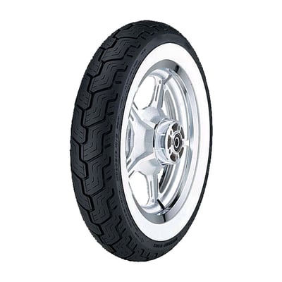 Tread compound and profile for excellent durability and good grip on both dry and wet surfaces. Central profile groove for superior stability when riding in a straight line.
- 15 inch. 
- Rear.
- White wall.