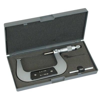 Stainless steel. Forged frame. Matte chrome plated scale. Scale 0.01mm. Accuracy ± 0.004mm.