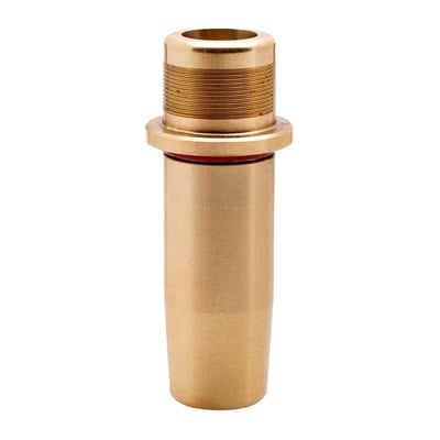 Manganese bronze is softer and less durable then C630 bearing bronze but will allow a lower cost and reaming to size is quick and easy. Finish can be done with simple tools like a ball hone and an electric drill. Rapid heat transfer and excellent lubricity. 

Note: Standard non-oversize dimensions (for reference only) are 0.5650" O.D. (14.35mm); 0.3760" I.D. (9.55mm); 1.880" OAL (47.75mm). 
Note: Special Manganese reamers & hones are available.
