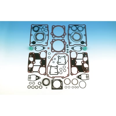 Includes 0.036" thick 3-3/4" bore head gaskets with Fire-ring®. Includes all gaskets, seals and o-rings required for complete engine rebuild. 
Without primary gaskets.