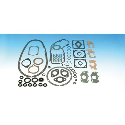 Kit includes all gaskets, seals, and O-rings required to rebuild XR-750 motors. Includes primary gaskets. 
OEM replacement reference 16774-72R (base gaskets) 34952-52 (primary cover gasket). 
Note: Does not include cylinder head gaskets since XR750 models were never factory equipped with head gaskets. Originally the steel (iron) cylinders & high performance aluminum heads are bolted together without the use of any sort of head gasket. As such head gaskets are not offered by Athena. The use of any sort of head to cylinder sealing solution would be non-stock. 
Note: Some spray paint the gasket surface as an additional sealant. This is not a Factory solution and it is not advised, do so at your own risk. 