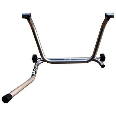 Red powder coated steel center stand. Pin adapters, 577966 (universal) and 529190 (Honda VFR1200), are sold separately. Width: 56cm. Height: 57cm. Length: 48cm. Weight: 5.2kg.
Note: Do not sit on motorcycles when using bike stands.