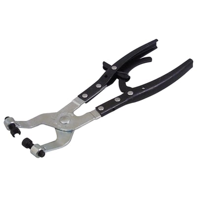 Used to install and remove flat band clamp sizes, as commonly used on fuel lines. With adjustable screw-in / screw-out tips to acommodate large & small hose clamps. Overall length approx. 28cm. 
Note: See 530704 for optional hollow tip and 530705 for replacement slotted tip.