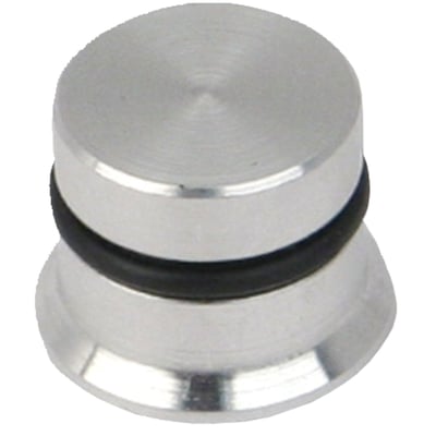 Billet aluminum. Used to plug-off hole when crank position sensor is not used.