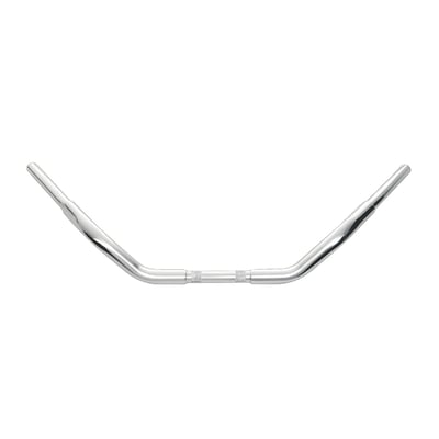 Chrome; Steel; Approx. dimensions: 4.5" rise; 34.5" wide; 10.25" center; 12.5" pullback
