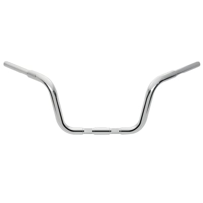 Chrome; Steel; Approx. dimensions: 9.5" end rise x 36.5" wide x 10.5" center x 11" pullback. With 4.5" center to center riser knurling distance which fits all 88-11 Springers models.