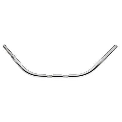 Chrome; Steel; Large pullback bars with smooth fluid bends. Great on stock 88-11 and custom Springers. Optimum hand and wrist placement provide maximum leverage, comfort and control. With 4.5" center to center riser knurling distance which fits all Softail Springers models. Approx. dimensions: 3.5" end rise; 36.5" wide; 10" center; 14.75" pullback