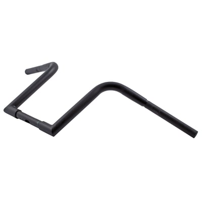 Satin black powder coated; Steel; Approx. dimensions: 12" rise x 33 1/2" wide x 10" outside base width x 8" pullback