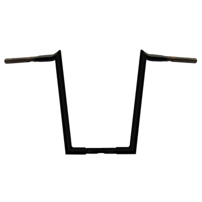 Satin black powder coated finish. Dimpled and drilled for internal wiring. With smooth inside corners to prevent wiring damage and ease in wiring pull-through. Works with or without e-throttle. Approx. dimensions: 16" rise x 36" wide x 9.5" center width x 9" pullback and a 28° wrist angle. 

Note: Fits models with 1" diameter riser clamp area only.