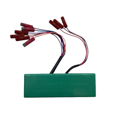 Used to transform your rear turn signals into running, brake & turn signals. 
Choice of 10 user selectable built in brake light strobe/flash patterns (user can also select no strobe/flash on brake). 
Additional functions include selectable running light intensities to match the running light brightness of turn signals to center taillight. 
Ability to apply brake strobe/flash patterns to center taillight only, rear turns only, or rear turns and center taillight. 
Built in SMART function which allows normal turn signal flash to override the brake strobe/flash when simultaneously braking and turning.  
Works with LED or regular incandescent light bulbs. 
Alarm friendly for 01-up models. 
Note: Requires an alarm friendly heatless load equalizer.