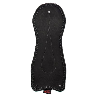 Black. This tank bib is contoured to hug the tank, without gaps around its edge. Comes with braided edges and are felt-backed to help prevent paint damage.