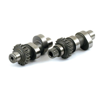 .555" valve lift. Set includes two chain driven camshafts. A cam drive installation kit, that includes a gear cover gasket, cam bearings and retaining ring can be ordered separately as S&S (531691) or Andrews (503421). Cams can be run with stock hydraulic lifters. 
For 96 to 103 inch engines. Up to 10:1 CR. Use high-lift springs. 2200-5600 RPM.