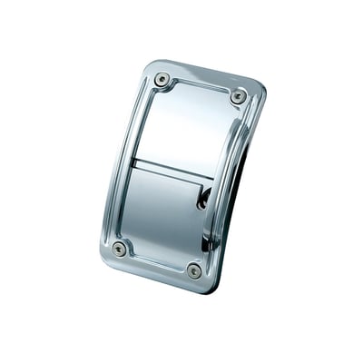 Side mount, chrome. Fits 4" x 7" license plates only. 
Note: Will take US sized license plates only.
Note: Mounting clamps are sold separately
