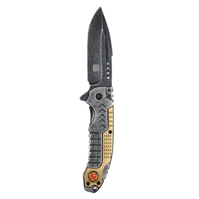 With carved handle, stonewashed