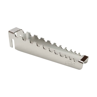 Chrome plated steel. One-piece rack. Holds up to 11 T-handles. Will hang on the side of most tool boxes.
Note: With the use of 547072 wall bracket this rack can be hung on the wall.