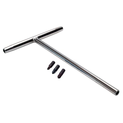 Includes Phillips no. 1, 2 and 3 S3 tools steel bits. T-handle includes three 5/16" drive ends, to fit all regular bits, on shaft end and both ends of handle, for maximum flexibility. Narrow head profile for best access to confined spaces.