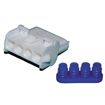 AMP Mate-n-Lock watertight and interlocking connectors. Used on motorcycles by OEM manufacturers since the mid 80's and still to be found on many bikes today. All connectors include watertight seals. 

Note: receptacle pins, available as 548187, must be purchased separately. 
Note: 548178 for the matching 4-pin plug with male style plug pins.