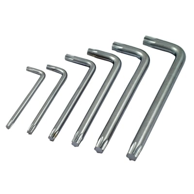 Top grade materials and workmanship. 
6 pieces 
Includes T20, T25, T30, T40, T45 and T55 Torx® wrenches.