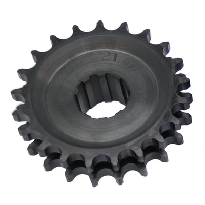 Sprocket comes with the stock 5/16" offset. This sprocket is designed to be run solid and cannot be used with the OEM compensating vibration damper set-up. 
Note: The OEM nut will not work in the solid set-up. The special 569295 motor sprocket nut is required for installation and sold separately.