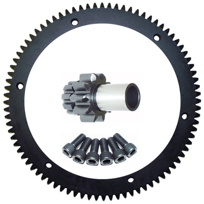 For 66t to 84t conversion, 15% more torque, incl. matching 9t pinion gear & mounting bolts