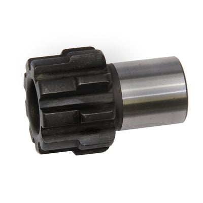9 tooth for use with 66 tooth starter ring gears only. Heat treated aircraft quality steel with a black oxide finish.