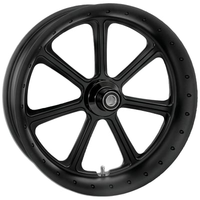 - Front
- Black Ops, a subtle gloss black and wrinkle black combination finish
- CNC machined from hammer forged aluminum to provide maximum structural strength
- Complete with pre-installed bearings and spacers for a bolt-in installation
- Suitable for tubeless tires
- A striking Roland Sands design that is matched only by the detail of its finish
- Manufactured by Performance Machine
- Will complement all bikes from stock to custom.
Note: Many wheels come with approval. For the latest information on approval see 'performancemachine.com' and search for wheel type, sizes and model application to see if a specific wheel comes with approval documents.