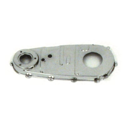 OEM style tin inner primary housing, with spacing for compensating sprocket use built-in. 
OEM replacement reference 60620-36