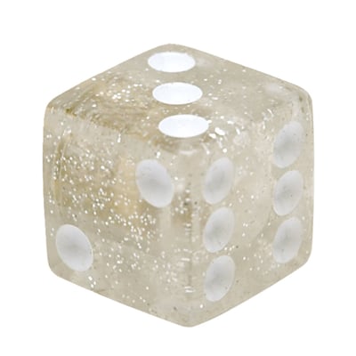 Dice, clear glitter