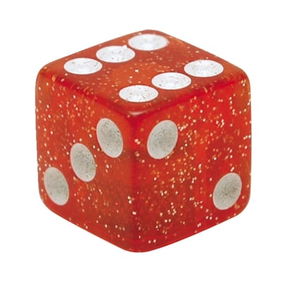 Dice, red glitter
