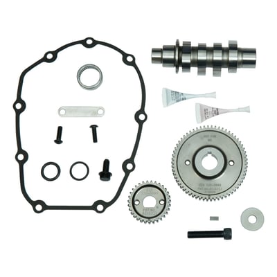 Bolt-in, for increased torque and horsepower. Camshaft & gear kit includes camshaft, drive gear and driven gear on camshaft. Includes all required bearings, o-rings and hardware. Gear drive cams provide improved valve timing accuracy and more mechanical sound, when compared to chain driven cams. 

Note: For best performance it is, like with all performance cams, recommended to use a free breathing air cleaner and exhaust system. 
Note: With each cam change S&S recommends their 583903 Precision tappet assembly set. 
Note: See the printed or online Motorcycle Storehouse catalog for the S&S camshaft specification chart.