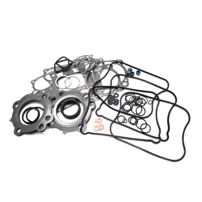 With 3.00" bore MLS (Multi-Layer-Steel) .040" thick head gaskets. The SLS (Single-Layer-Steel) cylinder base gaskets and SLS rocker cover gaskets used in these sets are .020" thick and have .001" of high temperature viton rubber coating on both sides. 
Kit comes with all gaskets, seals and o-ring for a complete top end rebuild.