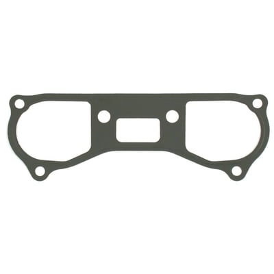 .010" thick (extra thin). Standard thickness is .020". 
OEM replacement reference 16779-84D. 
SLS (Single-Layer-Steel) spring steel gaskets have .001" of high temperature Viton rubber coating on both sides. They will not weep, extrude, tear or become brittle over time.