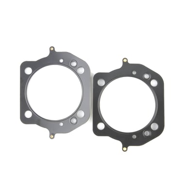 .025" thick MLS (Multi Layer Steel). Consists of a top and bottom layer of embossed stainless steel with both side coated with 250°C high temperature polymer rubber layer. The inner ring(s) are also stainless steel. The gasket layers are rivited together, outside the gasket surface, for ease of installation. The outer layers are embossed and both sides coated with a 250°C resitant polymer rubber layer. MLS head gaskets eliminate the use of dowel pin o-rings.