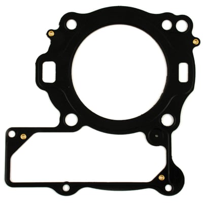 Front & rear gasket to service one engine. OEM replacement reference 17625-01K (front) & 17626-01 (rear). 
MLS (Multi Layer Steel). Consists of a top and bottom layer of embossed stainless steel with both side coated with 250°C high temperature polymer rubber layer. The inner ring(s) are also stainless steel. The gasket layers are riveted together, outside the gasket surface, for ease of installation. The outer layers are embossed and both sides coated with a 250°C resistant polymer rubber layer. MLS head gaskets eliminate the use of dowel pin O-rings.