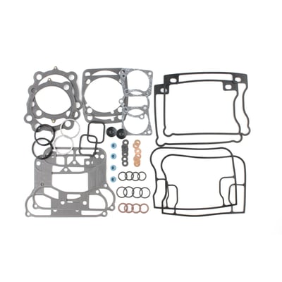 With 3.812" bore MLS (Multi-Layer-Steel) .030" thick head gaskets. The SLS (Single-Layer-Steel) cylinder base gaskets and SLS rocker cover gaskets used in these sets are .020" thick and have .001" of high temperature viton rubber coating on both sides. 
Kit comes with all gaskets, seals and o-ring for a complete top end rebuild.