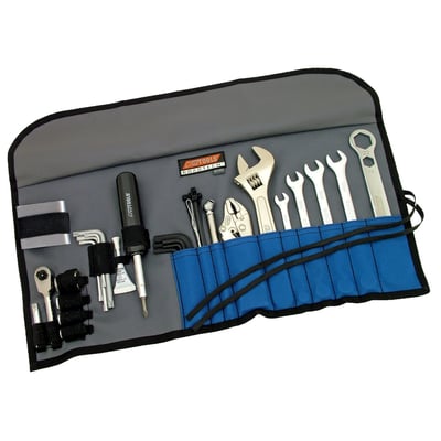 This tool kit is specifically orientated towards Triumph motorcycles. Includes the typical RoadTech™ items such as combination, hex and star wrenches, only required sizes that Triumphs need. Tools are pro-grade and organized into a tough roll-up pouch.