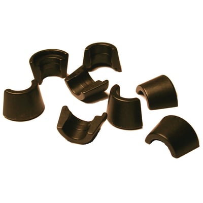 Specialty 10 degrees angled valve keepers. +.050" (1.27mm) installed height. Machined steel. Off-set raises the valve spring retainer to gain 0.050" installed height without machining the cylinder head spring seat. Fits standard keeper groove 5/16" stem valves. These are 10 degrees angled to fit specialty applications and Feuling High Load Beehive springs 566037 and 566039. 

Note: See 566043 for 10 degrees keys with standard installed valve spring installed height.